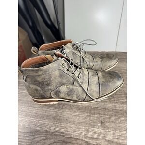 Ferro Aldo Mens Chukka Boots Distressed Brown Leather Lace Up Zip Size 9